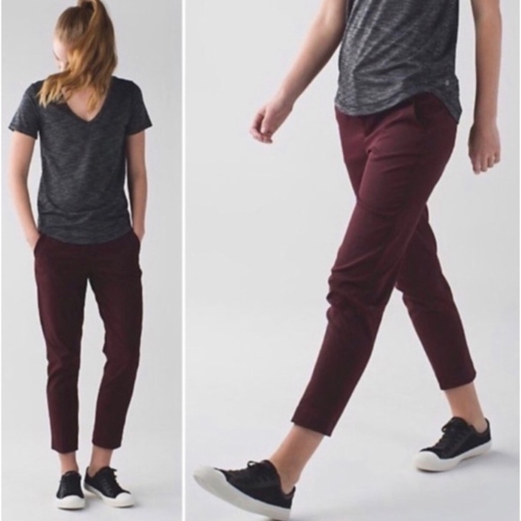 lululemon athletica Pants - Lululemon & Go City Trek Trousers Maroon Size 10